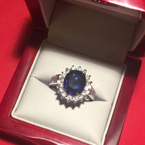 Ladies "Diana" Fashion Ring--Sapphire & Diamond